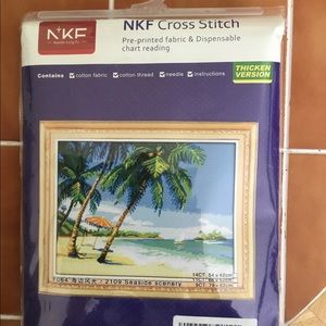 Happy Forever preprinted cross stitch.